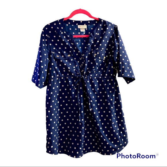 Oh! Mamma Tops - 🔥HP🔥Oh! Mamma size M maternity blue and white polka dot blouse